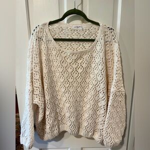CJLA Women's Cream Open Knit Sweater